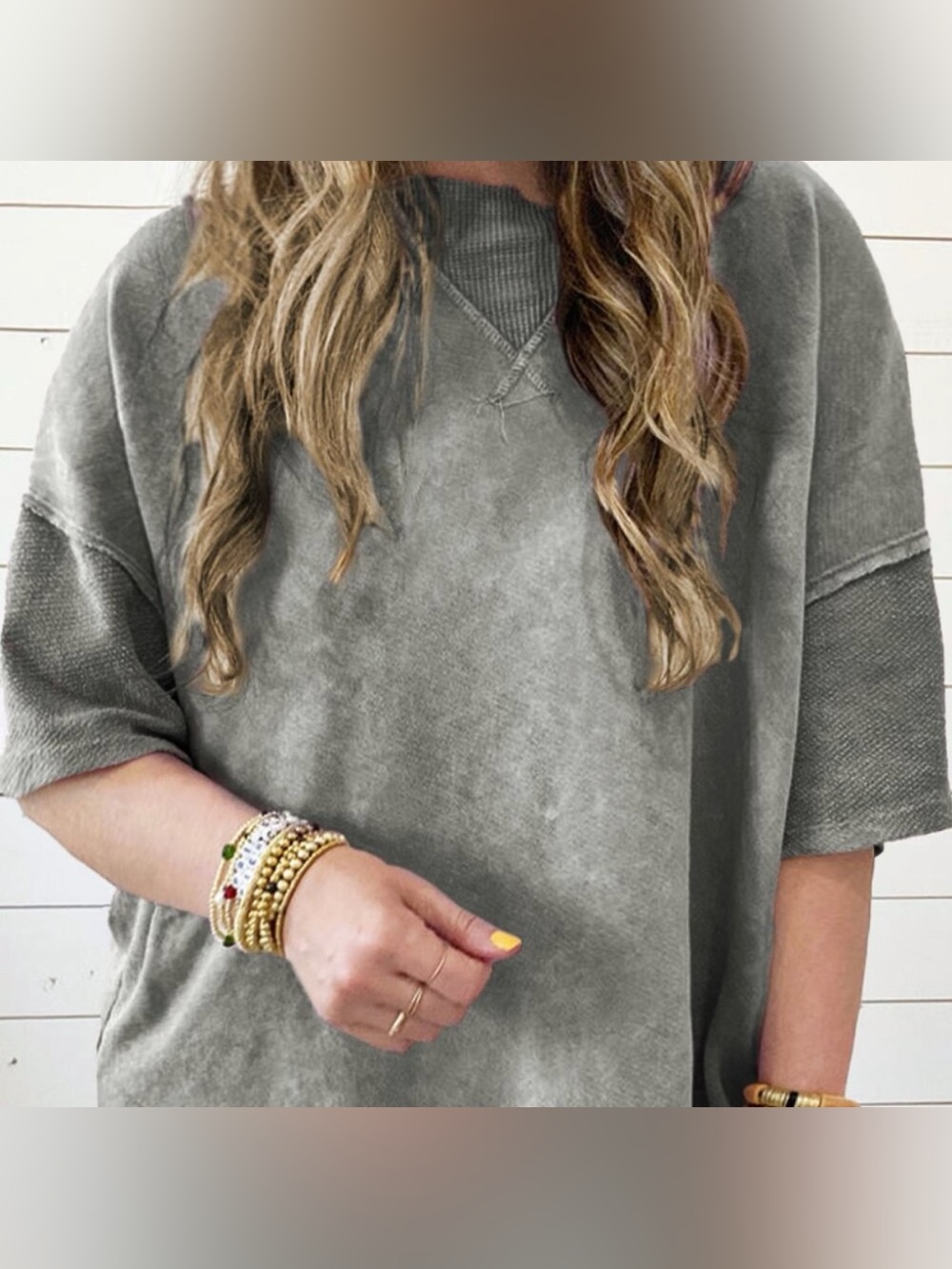 🩶EUC Purchased 4rm @sunsetandshores “Unbothered Mineral Wash Top” Gray🩶 Sz 3X